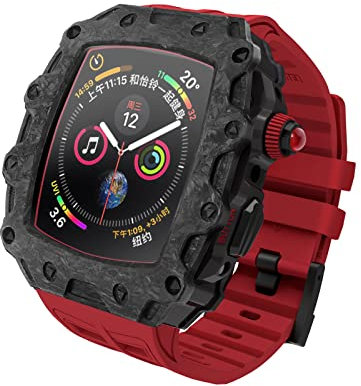 EKINS Ultimo kit di modifica fai da te di lusso in fibra di carbonio, cinturino in gomma, per Apple Watch Band Case 9 8 7 6 5 4 SE 44 mm 45 mm set di cinturini sportivi, 44mm For 6/5/4/SE, agata