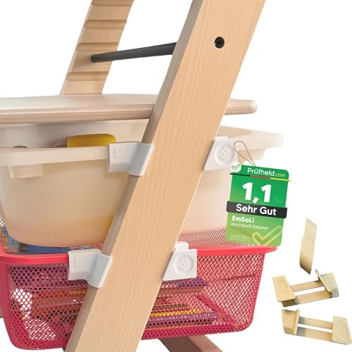 [ TEST SEHR GUT, NOTE 1.1 *] EmSoLi Adapter Hellbraun + 1x Haken für Ikea Trofast Box Korb Drahtkorb, kompatibel mit Stokke Tripp Trapp Baby Hochstuhl, Hochstühle Kinderstuhl Zubehör, Kinder Hoch