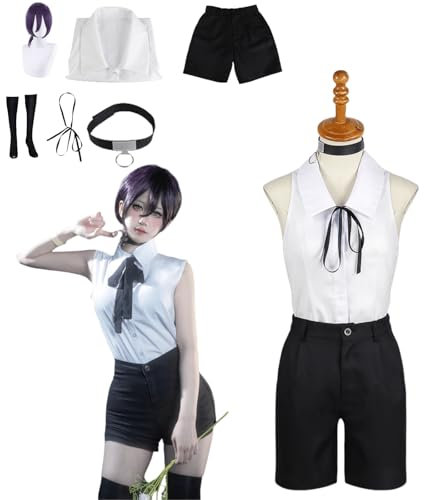 Japanese Anime Chainsaw Man Cosplay Costume Character Reze Fancy Dress Up With wig Women Uniform Outfits Full Set Halloween Carnival Party (XL)