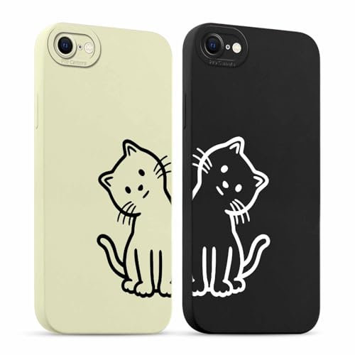 Foonary 2 Pack Fashion Phone Cases for iPhone 8/SE 2022/7/SE 2020 Case 4.7, Cute Cat Aesthetic Print Soft Silicone TPU Phone Case for Women, Shockproof Cover Protective Funda para Girls,for iPhone 7