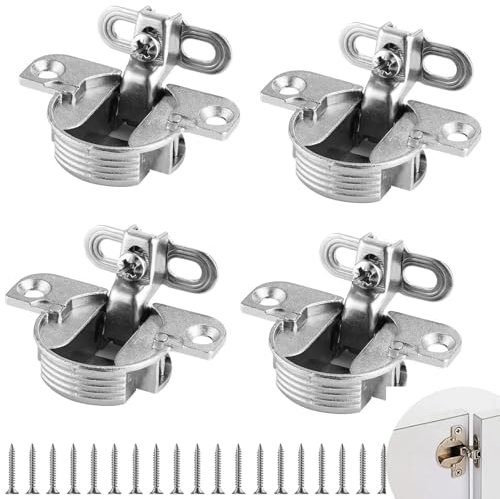 4 PCS Kitchen Units Door Hinges, Adjustable Cabinet Door Hinges,97 Degree Turning Axis Soft Close Cupboard Wardrobe Doors Hinges,Concealed Hinge for Kitchen Bathroom Window Wardrobe Bookcase