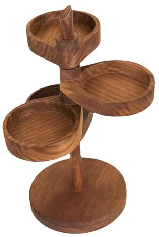 Perfeclan Schmuck-Organizer, Schmuckhalter aus Holz, Präsentationsrequisiten, drehbare Schmuckschatulle, Schmuckständer für Halsketten, Armbänder, Ringe, Retro-Farbe