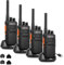 HESENATE HT66 Walkie Talkies for Adults, Long Range PMR446 Rechargeable Two-Way Radio with USB-C Charger, VOX, 16 Channels, 1200mAh Battery (4 Pack, Black) - Ideal for Family, Camping, Hiking & Work