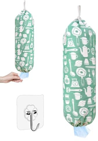 QEEROYO Porta Sacchetti Spazzatura, Porta Sacchetti di Plastica da Appendere, Porta Buste Plastica Cucina, Porta Sacchetti Cucina, Organizer per Sacchetti di plastica, Pieghevole da Appendere