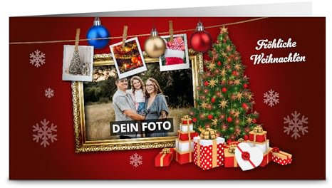 printplanet® – Personalisierte Weihnachtskarte mit eigenen Fotos bedrucken lassen - Weihnachtskarten selbst gestalten – Motiv: Bilderrahmen