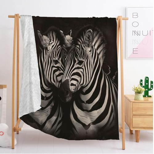 ACSMCQ Coperta Pile animale zebra nera Coperta Plaid di Morbida Flanella Letto 180x200 cm, Copridivano in Microfibra Morbida, Coperta Termica per Plaid Divano Copriletto
