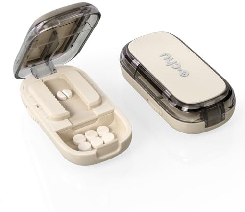AOGOE Multiple Pill Cutter, Adjustable Pill Splitter for Small and Large Pills Cut in Half, Cutting & Storage 2 in 1 Tablet Pill Dispenser, Tablet Splitter for Elderly, Child, Dog, Cat, Pet, Travel