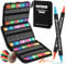 Tongfushop 84 Colores Rotuladores Acrilicos, Marcadores Acrilicos Doble Punta, Rotuladores de Pintura Acrílica para Adultos, Acrylic Markers para Pintar, Roca, Cristal, Cerámica, Plastico, Tela, Metal