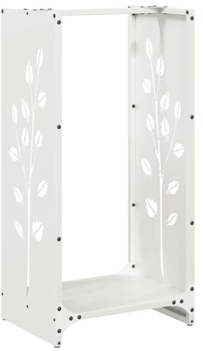 vidaXL firewood rack - cold-rolled steel log holder 40x30x80 cm white for indoor/outdoor use - large capacity wood storage with stylish design