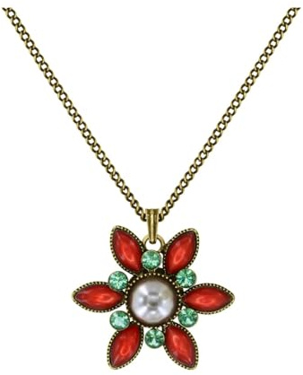 Konplott: Kette/Anhänger Margarita, sehr moderner Margariten-Blütenanhänger mit Emaille, Perle und Kristallsteinen, inklusive Kette, für Damen/Frauen