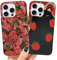 RIUGHJID 2 Stück HandyHülle für iPhone 13/iPhone 14 Hülle 6,1, Schwarz Weiche Silikon Case Schutzhülle mit Süß Katze Erdbeere Muster Stoßfest TPU Cover für iPhone 13