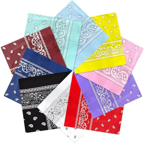 ZENO 10 Pack Gemischte Farben Bandana – 100% Baumwolle & Natürliche Fasern – Halstuch Ohne Polyester – Hochwertig, Weich, Langlebig & Waschmaschinenfest – Bandana Herren & Damen – Unisex & Kinder