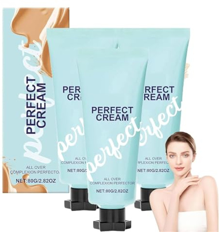 Supreme Creme All-Over Complexion Perfector,Hydrating Full Coverage Concealer,Long-Lasting Cc Cream Foundation,Waterproof Transfer-Resistant Skin Tint,Evens Skin Toneand Light Foundation (3 Pcs)