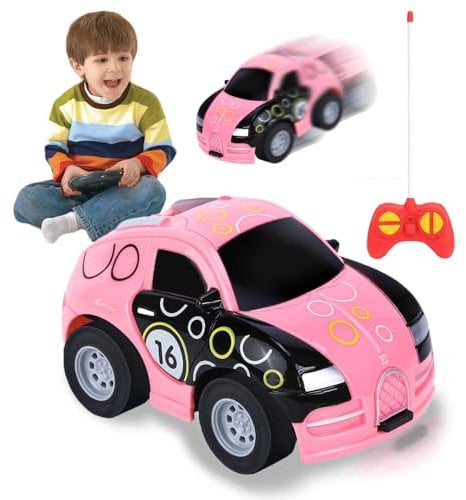 Giocattolo Modello Macchinine, 2.4 GHz Mini Macchinine Giocattolo, Mini Tirare Indietro Auto, Mini Auto Giocattolo, Giocattolo Inerziale Auto, Cars Giocattoli Macchinina, Giochi Bambini 3-12 An(Rosa)