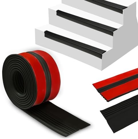 BOYIFEIJIE Treppenkantenprofil Selbstklebend 50x45mm, Rutschfeste Treppenkante, Winkelprofil Kunststoff, Winkelleiste Selbstklebend, PVC Treppen Kantenschutz, Stufen Kantenprofil, Schwarz, 2m