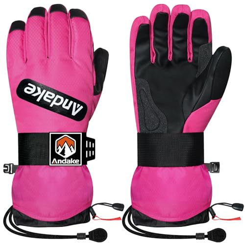 Andake Winter-Skihandschuhe für Männer, Frauen und Jugendliche, wasserdichte und isolierte Schneehandschuhe für kaltes Wetter, professionelle Skihandschuhe für Skifahren, Snowboarden und Wintersport