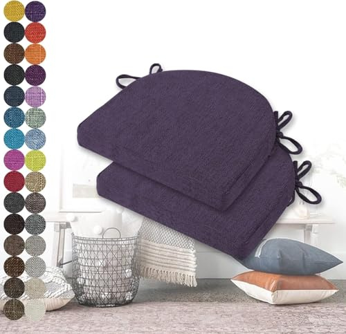 2er Set U Stuhlkissen mit Bändern Sitzkissen Stuhl rutschfest Sitzauflage Sitzpolster halbrund Bequeme Waschbare Rutschfestes Sitzkissen Ideal für zu Hause und Gartendekoration(Color 9,40X38X33X5cm)