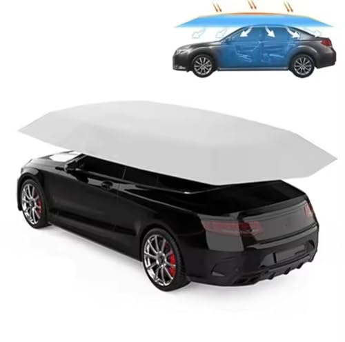 HTDRE Carpa de Techo, Carpa Paraguas para Coche Totalmente automática, Parasol Plegable portátil para cochera, Aislamiento térmico Exterior, protección Solar para Techo, Gris Plateado, 4,9 x 2,3 m