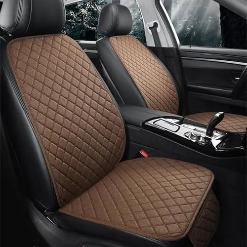 SGLEULRC Linen Car Seat Covers for Nissan Micra K14 2017-2024, Full Set Four Seasons Anti-Slip Seat Breathable Soft Seat Covers with Backrest Protector Seat Cushion Accessories,Coffee