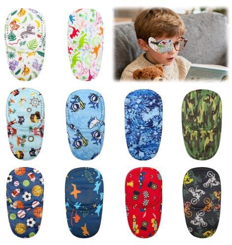 Lot de 10 cache-yeux strabisme pour enfants, amblyopie - Patchs pour les yeux gauche et droit - Masques pour les yeux pour enfants - Multicolore - Réutilisables
