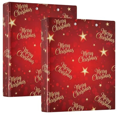 Bedrucktes Drei-Ringbuch, D-Ringbuch mit Taschen, dekorative Ordner für Schule, Uni oder Büro, elegantes Gold, Frohe Weihnachten (Einheitsgröße 1)