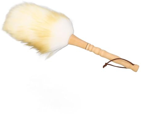 CHICIRIS Plumero de Lana de Cordero con de Madera de Haya para Limpieza, Cerdas de Lana Suave, Limpiador de Polvo Multifuncional para Piano, Persianas, Antigüedades (#2)