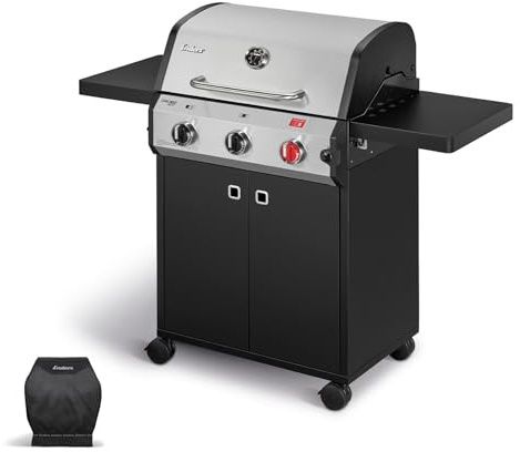 Enders® Gasgrill Chicago Next 3 R Turbo Terrassengrill, 3 Edelstahlbrenner, 10,6 kW, 800°C TURBO ZONE™, SWITCH GRID™ Gussrost, Garhaube mit Thermometer, fahrbar, inkl. Premium Wetterschutzhülle