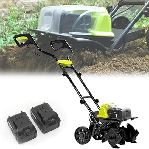 Motoculteur électrique avec 2 batteries, cultivateur sans fil 40 V, 390 tr/min, petite charrue pour la préparation du sol et l'aération de la pelouse