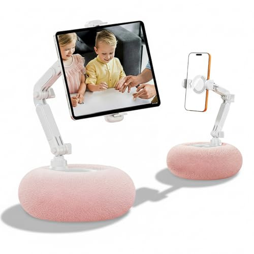Tablet Stand Pillow, Compatible with 4-11 Phone/Tablet, iPad, 360° Rotating Phone Holder for Bed, Soft Plush Fabric with Detachable Bowl, Reading and Relaxation, Ideal Cozy Gift for Women