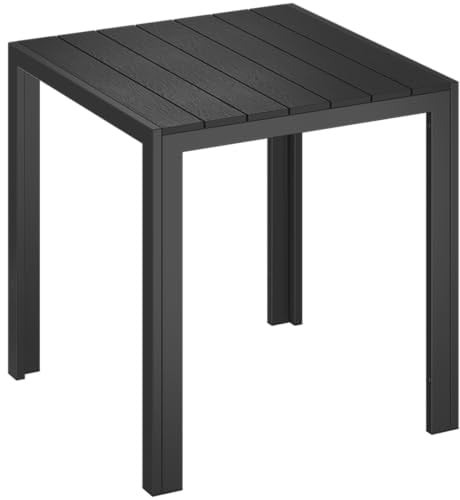 STEELSØN Alaris Gartentisch 75x75 cm, 4 Personen, Schwarz, Metallgestell | Garten Esstisch, kleiner Balkontisch, Outdoor Tisch, Terrassentisch, Kunstholz Tischplatte, UV- & wetterfest, Balkonmöbel