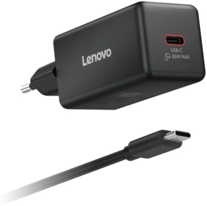 Lenovo Chargeur Mini GaN USB-C 65 W | Chargeur pour Ordinateur Portable et appareils USB-C | Design Convivial | Noir | Prise UE