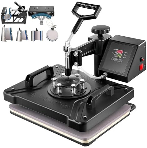 Heat Press Machine T Shirt Transfer Printer Muntifunctional Sublimation for Mug/Latte Mug/Hat/Plate/Bottle Stable Heat Transfer(5 in 1 15x15 Inch)