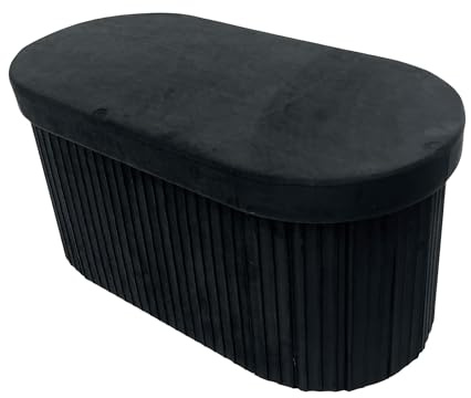 Polsterbank ÉLAN - 80cm - schwarz - Samt Stauraum faltbar Schaumstoff | montiert geliefert, hoher Komfort, modernes Design, klappbar, vielseitig einsetzbar, angenehme Haptik
