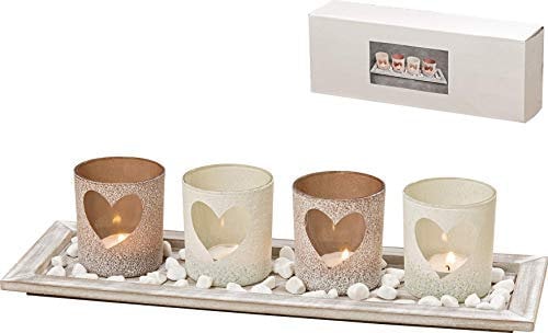 WHOLE HOUSE WORLDS Kerzenhalter Pumps Höhe 12 cm - Mehrfarbig, Holz, Geschenk, Herz, Candleholder