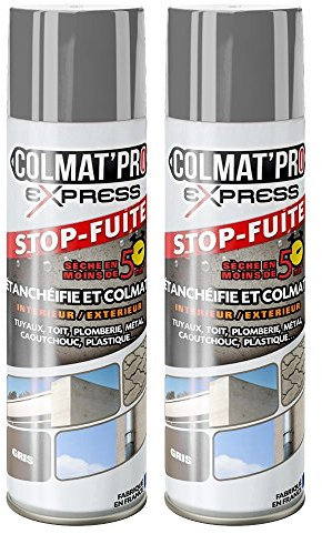 Lot de 2 Colmat’Pro Express 300 ml – Stop-Fuite, Etanchéifie, Colmate et Protège votre intérieur et extérieur – Fabriqué en France (GRIS)