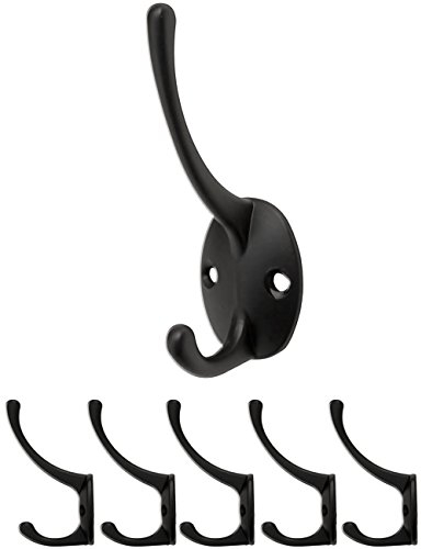Fuxxer® 5x Klassische Garderoben-Haken, Kleider-Haken, Eisen-Haken, schwarz, 5er Set