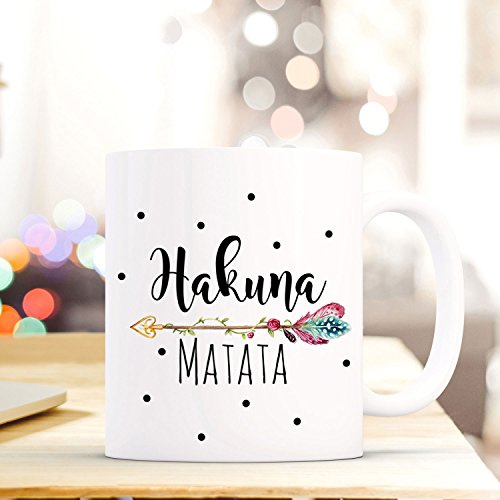 ilka parey wandtattoo-welt Tasse Becher Kaffeebecher mit Spruch & Punkte Hakuna Matata Kaffeebecher Geschenk ts673