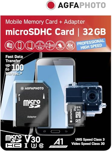 Agfaphoto 10615 32GB AGFA microSDHC CLASS 10 UHS-I U3 V30 A1 Speicherkarte