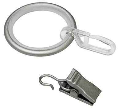 Gardinia Gardinenringe mit Gleiteinlage, Faltenlegehaken und Klammer, Metall, für Ø 19 mm Silber, 10er Pack, 3.9/3 cm, 10, 3.9/3.0 cm, 32462