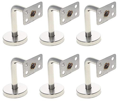 MroMax 201 - Pasamanos de pared de acero inoxidable para escaleras de superficie plana, rectangular, tubo superior rectangular, acabado satinado, 1 unidad, A12 x 60 x 60 mm