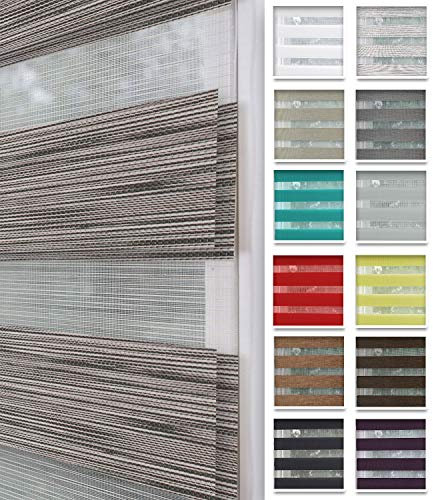 Home-Vision® DuoRollo Klemmfix, Doppelrollo ohne Bohren mit Klämmträgern, DuoRollos für Fenster und Türen (Holzlook Grau, B60cm x H150cm)