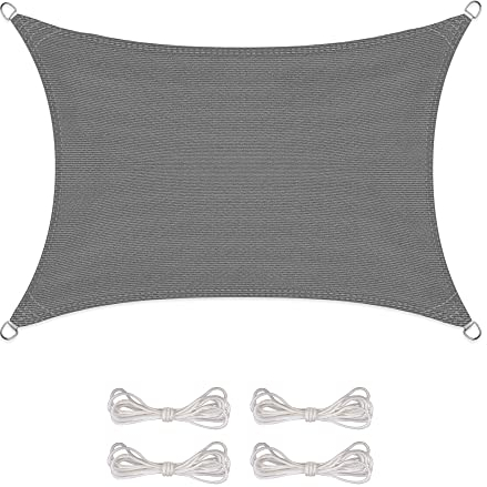 CelinaSun Sonnensegel inkl Befestigungsseile HDPE Basic Rechteck 3,5 x 5 m anthrazit Sonnenschutz atmungsaktiv