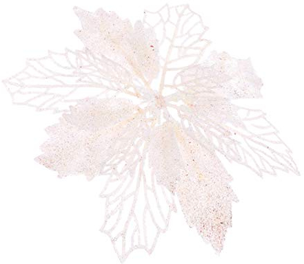 12 STK Künstliche Poinsettia Weihnachtsstern Blumen Weiß Baumschmuck Poinsettia Glitzer Weihnachten Kunstblumen Weihnachtsdekoration Hochzeit Festival Weihnachten Party Deko