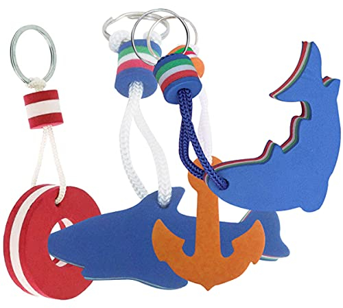 4 Stück Schwimmende Schlüsselanhänger,Floating Keychain Kayak Schwimmendes Boot Yacht Key Ring Neuheit Schlüsselanhänger für Marine Boot Angeln Segeln Wassersport