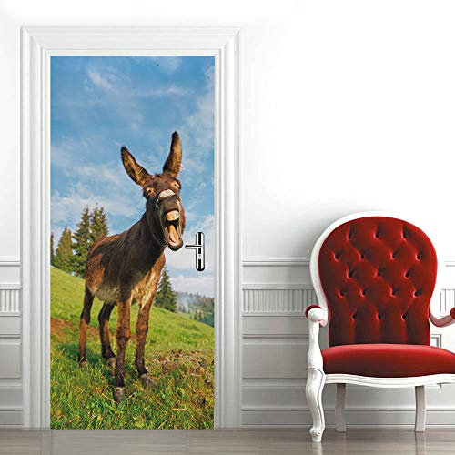 Türaufkleber 3D-Prärie-Esel Türtapete Wandbild Türfolie TürPoster Fototapete 90 x 200 cm