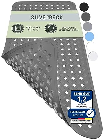 SilverRack Badewannenmatte 88x40 cm (Anthrazit) - Antirutschmatte Badewanne BPA frei für Kinder und Babys - Duschmatte schimmelresistent & maschinenwaschbar - Badematte rutschfest
