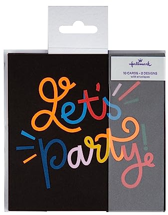 Hallmark Party Invitation Cards - Pack of 10 in 2 Vibrant Designs, Multicoloured,25566729