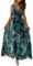 TOPLAZA Maxi Dresses for Women Summer Beach Floral Dress V Neck Sleeveless, Green, XL