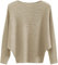 FULIER Boat Neck Batwing Sleeves Dolman Knitted Sweaters and Pullovers Tops for Women One Size (Khaki)