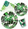 PHOGARY 60 Piezas Hojas Verdes Tropicales, Platos De Papel, Vasos Para Tema Hawaiano, Suministros De Fiesta De Verano Para 10 Invitados